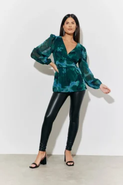 Ruched Printed Blouse