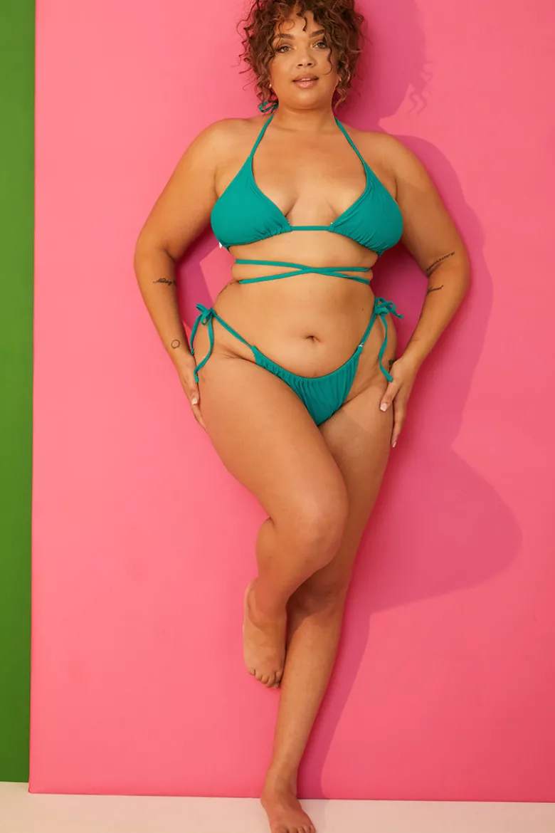 Ruched Tie Waist Bikini Bottoms
