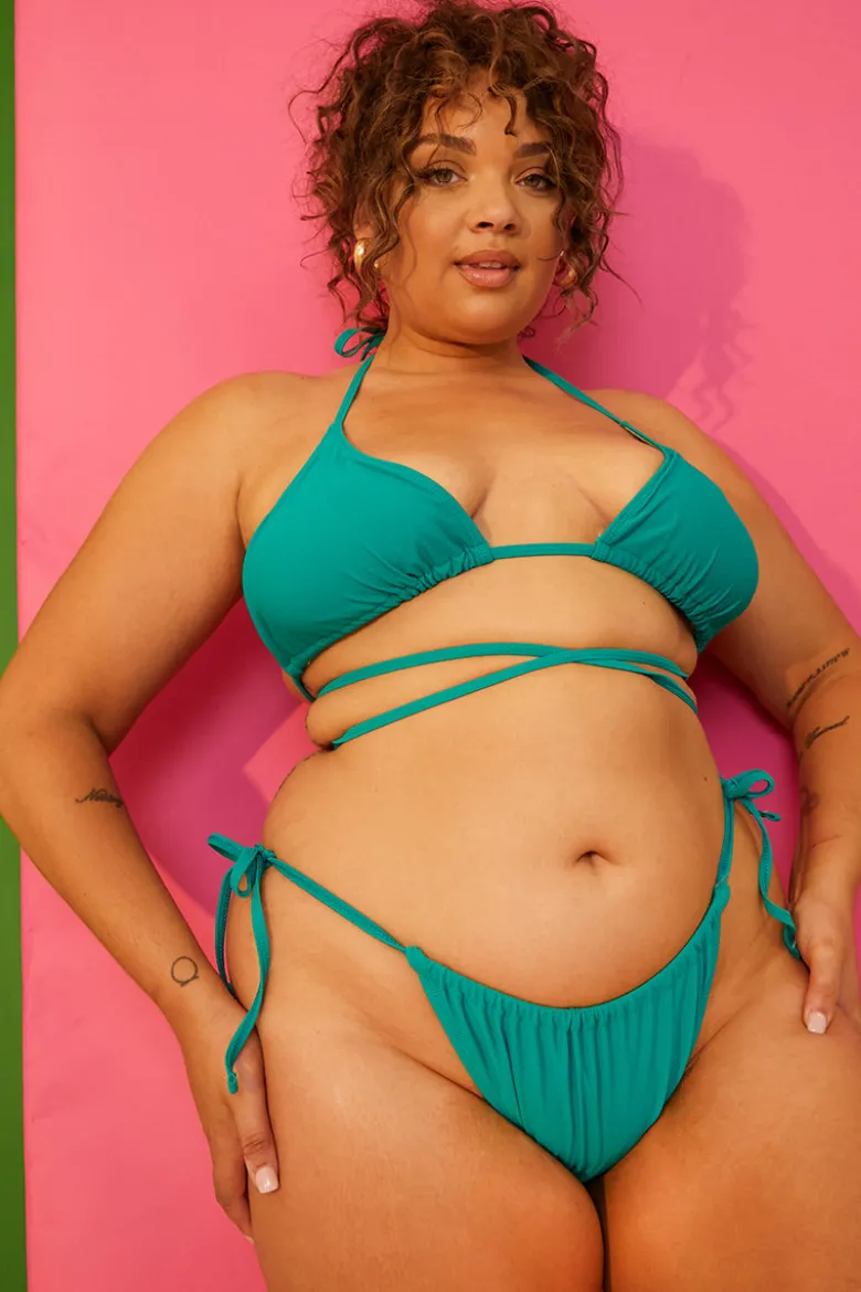 Ruched Tie Waist Bikini Bottoms