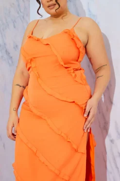 Ruffle Detail Maxi Dress