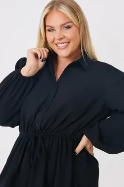 Ruffle Hem Mini Shirt Dress