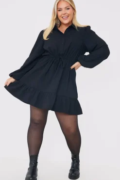 Ruffle Hem Mini Shirt Dress