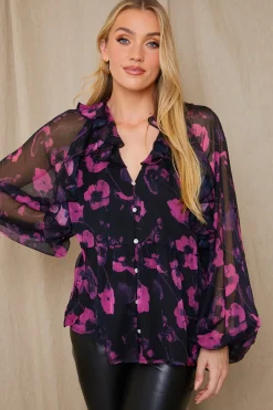 Ruffle Puff Sleeve Blouse
