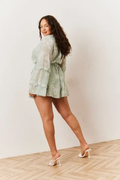 Sage Floral Print Floaty Playsuit