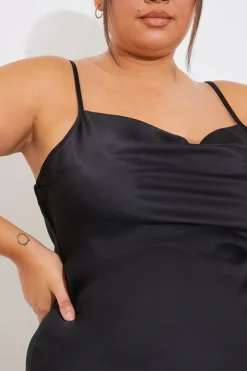 Satin Cowl Front Mini Dress
