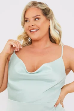 Satin Cowl Neck Maxi Dress