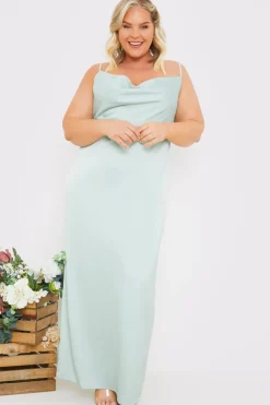 Satin Cowl Neck Maxi Dress