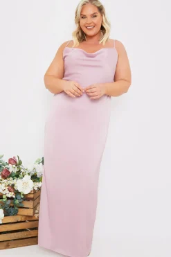 Satin Cowl Neck Maxi Dress
