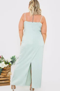 Satin Cowl Neck Maxi Dress