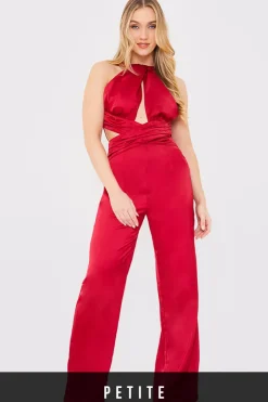 Satin Cut Out Detail Wide Leg Jumpsuit