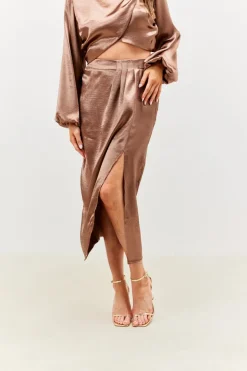 Satin Drape Co-Ord Midi Skirt