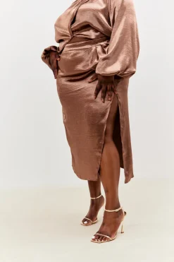 Satin Drape Co-Ord Midi Skirt