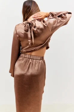 Satin Drape Co-Ord Midi Skirt