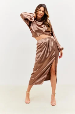 Satin Drape Co-Ord Midi Skirt