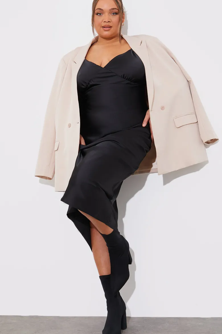 Satin Plunge Midaxi Dress