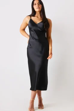 Satin Plunge Midaxi Dress