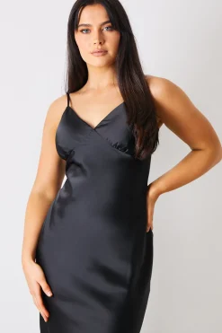 Satin Plunge Midaxi Dress