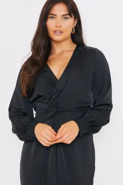 Satin Twist Waist Midi Dress