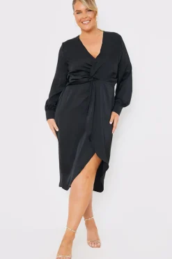 Satin Twist Waist Midi Dress