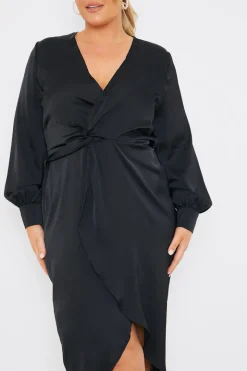 Satin Twist Waist Midi Dress