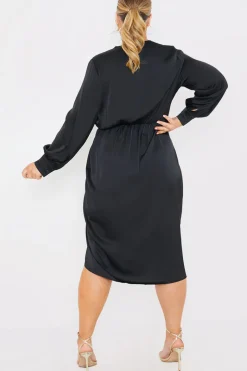 Satin Twist Waist Midi Dress