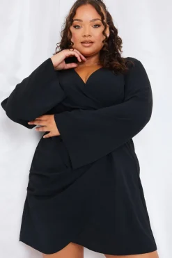 Satin Wrap Front Mini Dress