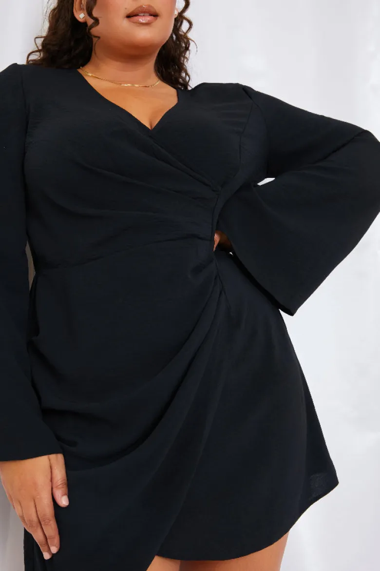 Satin Wrap Front Mini Dress