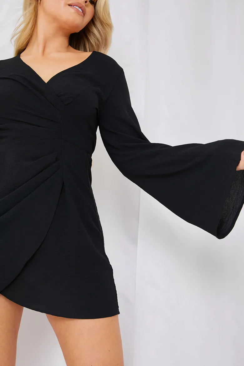 Satin Wrap Front Mini Dress