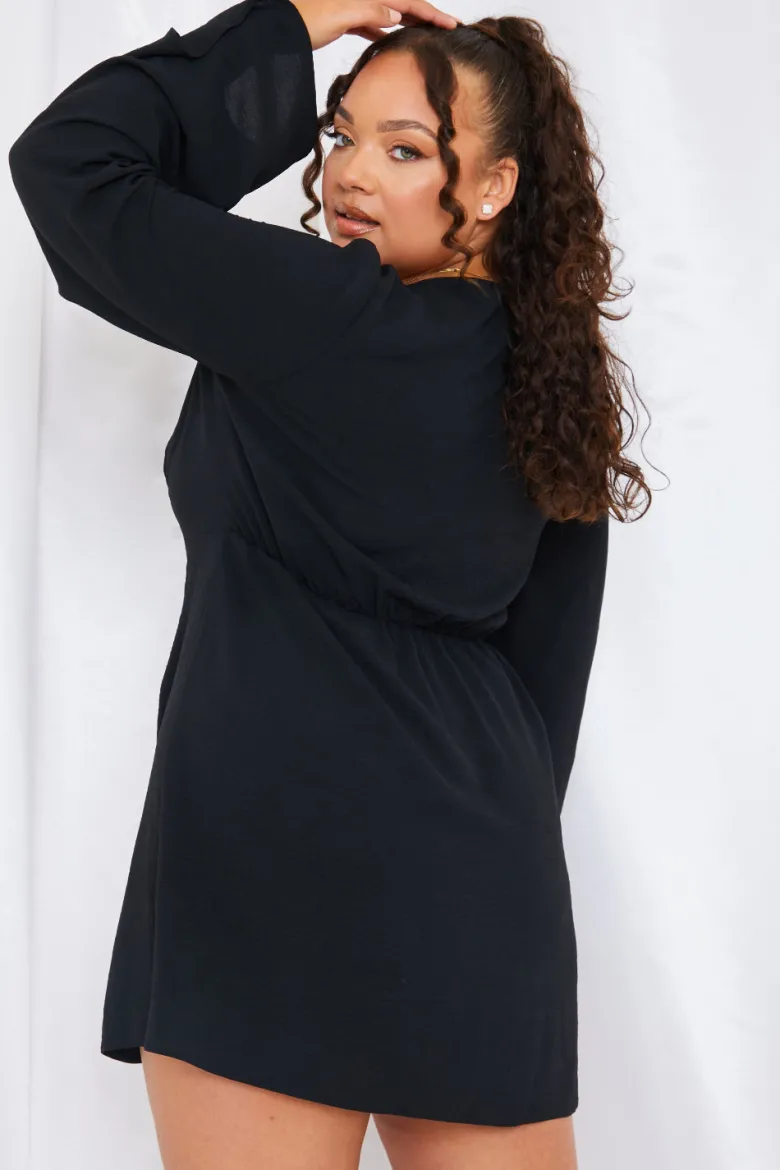 Satin Wrap Front Mini Dress