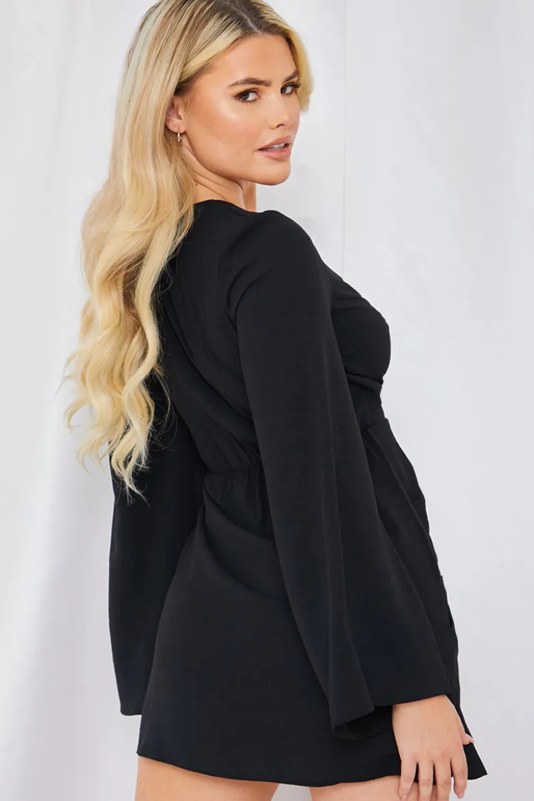 Satin Wrap Front Mini Dress