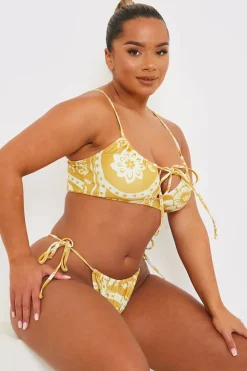 Scarf Print Tie Side Bikini Bottom