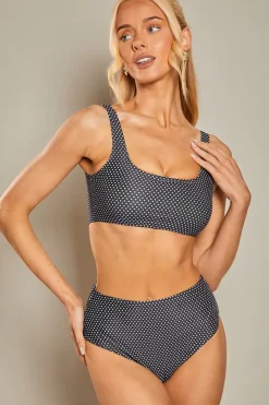 Scoop Neck Polka Dot Bikini Top