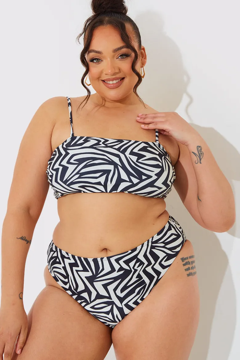 Sculpt and Control Abstract Print Bandeau Bikini Top