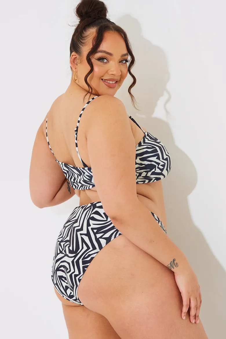 Sculpt and Control Abstract Print Bandeau Bikini Top