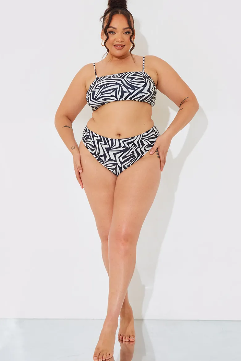 Sculpt and Control Abstract Print Bandeau Bikini Top