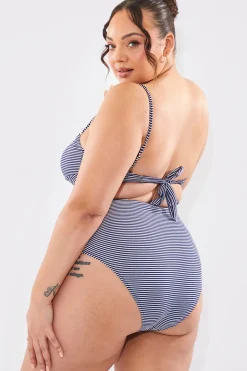 Sculpt And Control Stripe Waisted Full Coverage Bikini Bottom