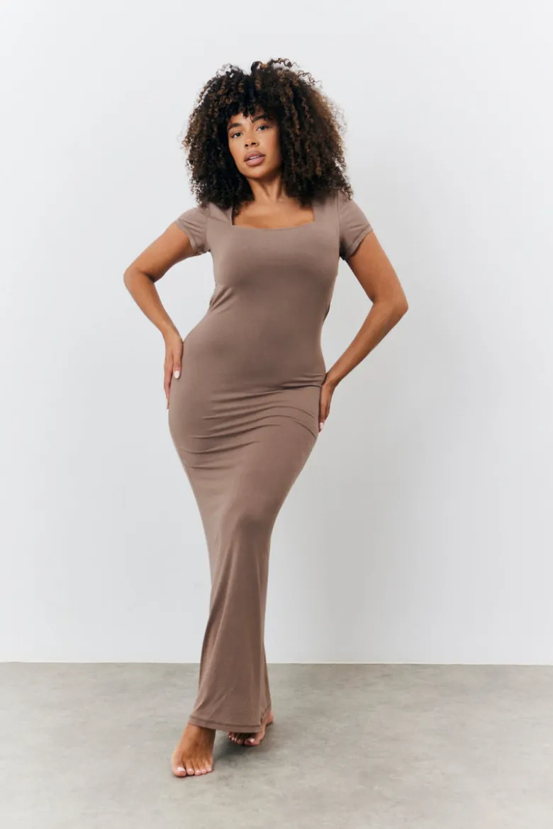 Sculpting Cap Sleeve Maxi Dress