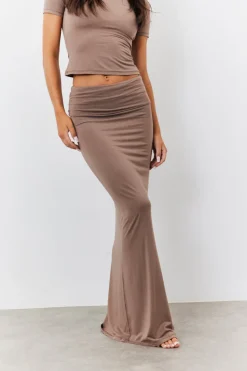 Sculpting Fold Over Waistband Maxi Skirt