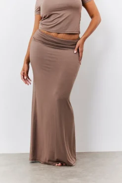 Sculpting Fold Over Waistband Maxi Skirt