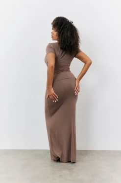 Sculpting Fold Over Waistband Maxi Skirt