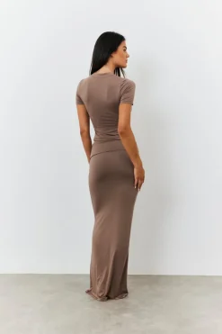 Sculpting Fold Over Waistband Maxi Skirt
