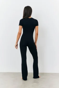 Sculpting Short Sleeve Wide Leg Jumpsuit