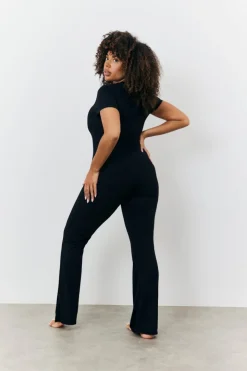 Sculpting Short Sleeve Wide Leg Jumpsuit