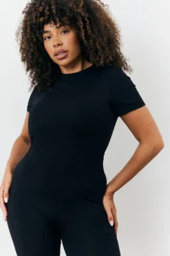 Sculpting Short Sleeve Wide Leg Jumpsuit