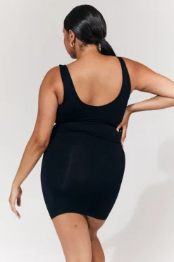 Seamless Plunge Neck Snatched Shapewear Mini Dress