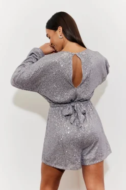 Sequin Multi Front Knot Playsuit
