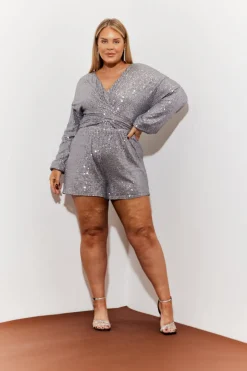 Sequin Multi Front Knot Playsuit