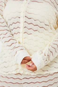 Sheered Chevron Oversized Shirt