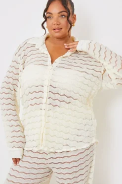Sheered Chevron Oversized Shirt