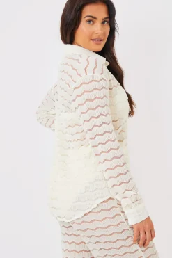 Sheered Chevron Oversized Shirt
